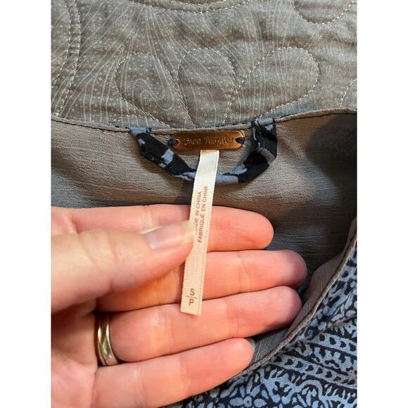 Free people blue mixed print paisley balloon sleeve open cardigan small - Picture 7 of 13